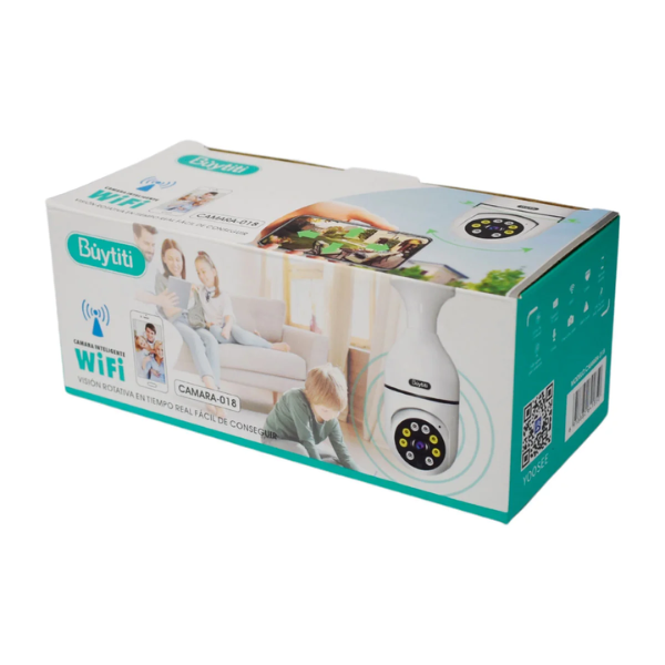 Cámara de Seguridad WiFi con Cabeza Giratoria 360° Foco Socket