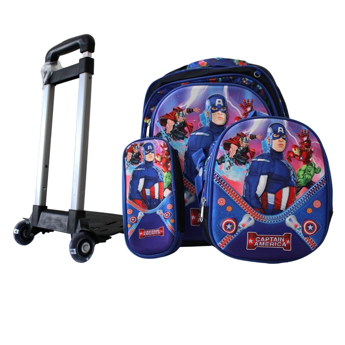 Mochila escolar 3 piezas con carrito